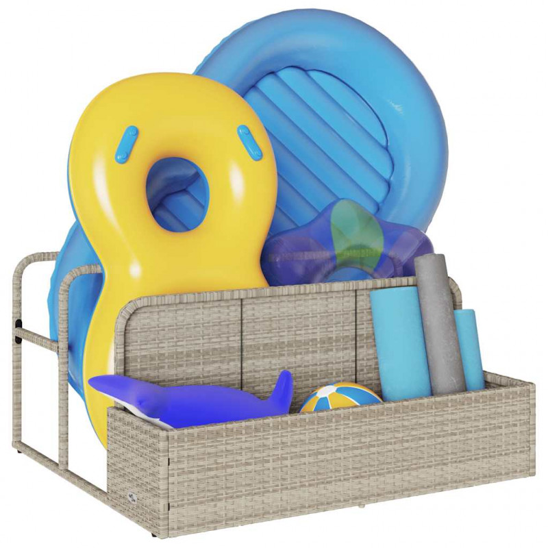 Poolside Float Storage Jasnoszary 110x100x57 cm Polirattan
