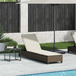 Leżak z poduszkami Brązowy 55x200x25,5cm Polirattan