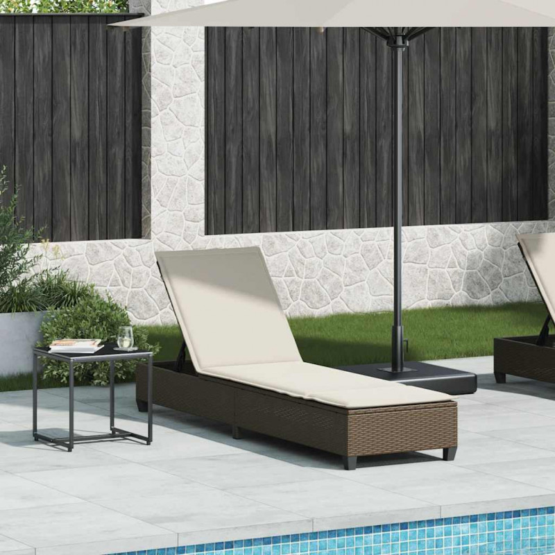 Leżak z poduszkami Brązowy 55x200x25,5cm Polirattan