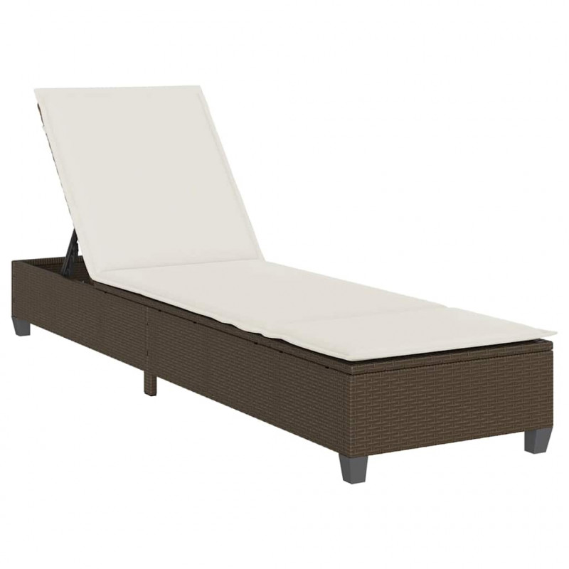 Leżak z poduszkami Brązowy 55x200x25,5cm Polirattan