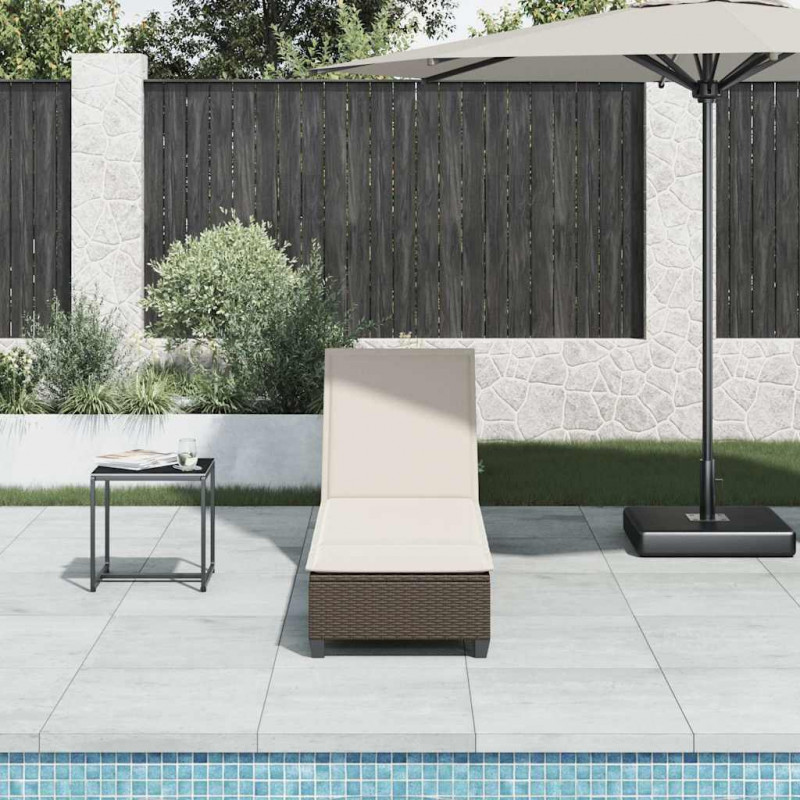 Leżak z poduszkami Brązowy 55x200x25,5cm Polirattan