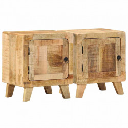 Szafka nocna 2 szt. 40x32x46 cm Drewno lite surowe mango