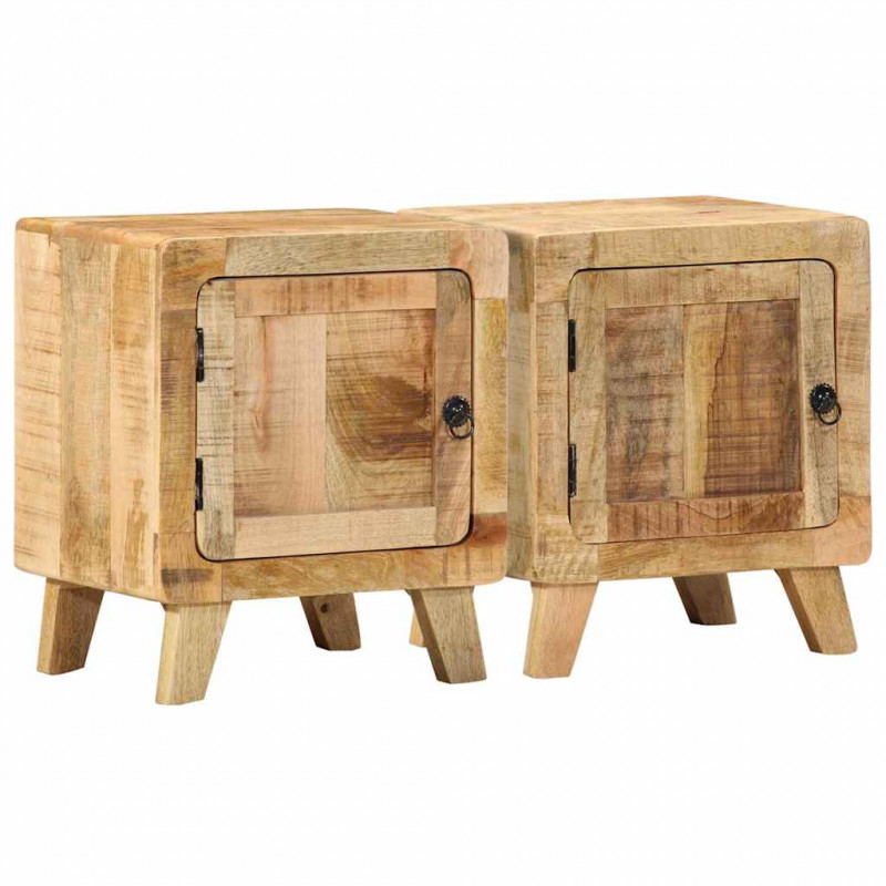 Szafka nocna 2 szt. 40x32x46 cm Drewno lite surowe mango