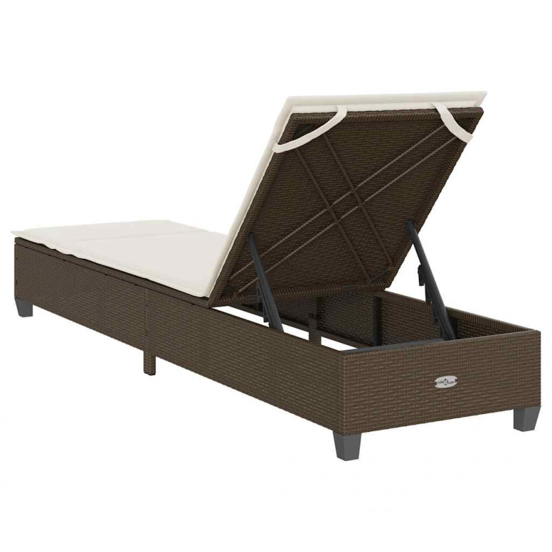 Leżak z poduszkami Brązowy 55x200x25,5cm Polirattan
