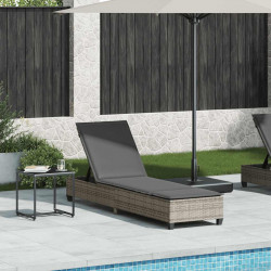 Leżak z poduszkami Szary 55x200x25,5cm Polirattan