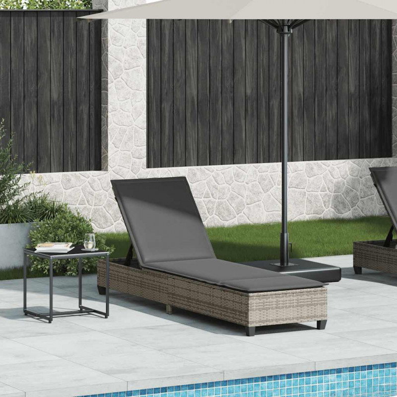 Leżak z poduszkami Szary 55x200x25,5cm Polirattan