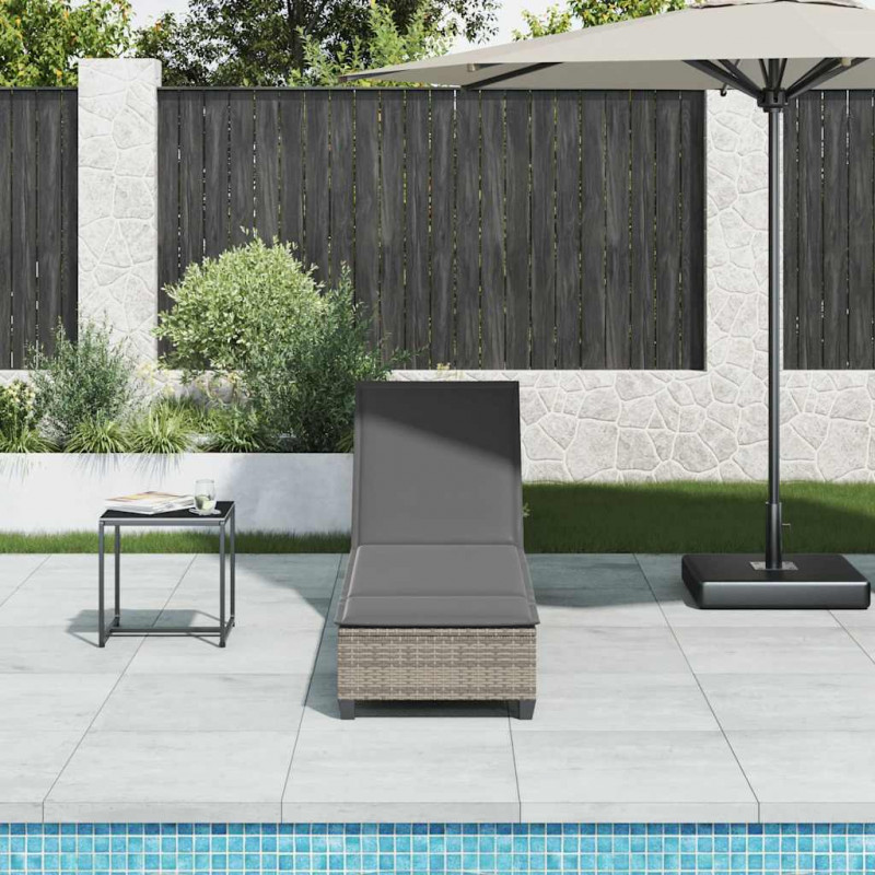 Leżak z poduszkami Szary 55x200x25,5cm Polirattan