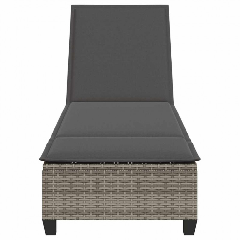 Leżak z poduszkami Szary 55x200x25,5cm Polirattan