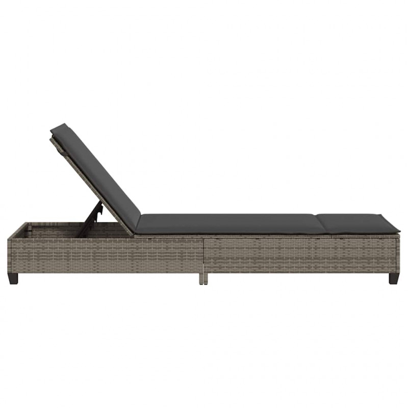 Leżak z poduszkami Szary 55x200x25,5cm Polirattan
