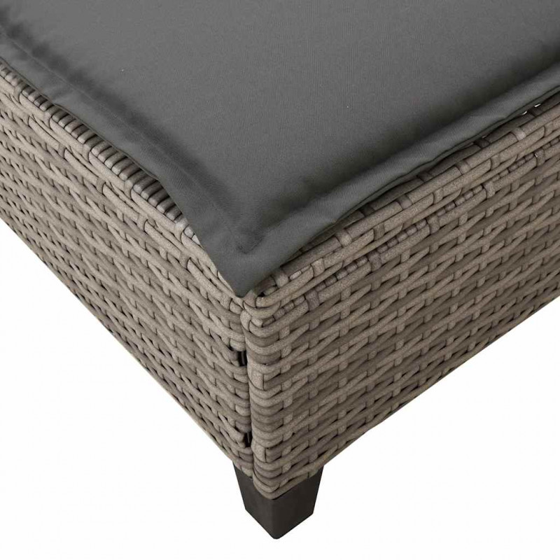 Leżak z poduszkami Szary 55x200x25,5cm Polirattan