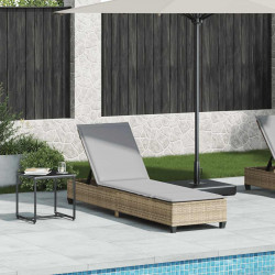 Leżak z poduszkami beżowy 55x200x25,5cm polirattan