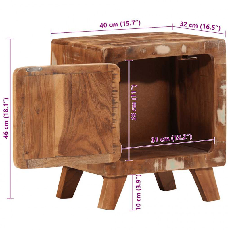 Szafka nocna 2 szt. 40x32x46 cm Drewno lite odzyskane