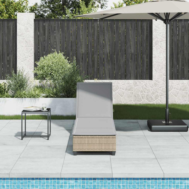 Leżak z poduszkami beżowy 55x200x25,5cm polirattan