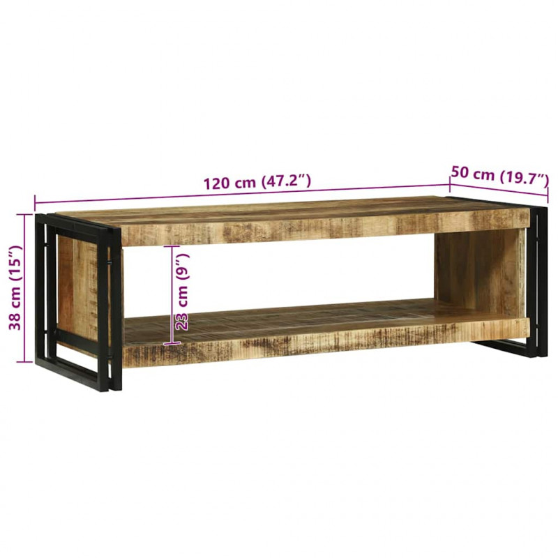 Stolik kawowy Brązowy 120 x 50 x 38 cm Drewno z mango