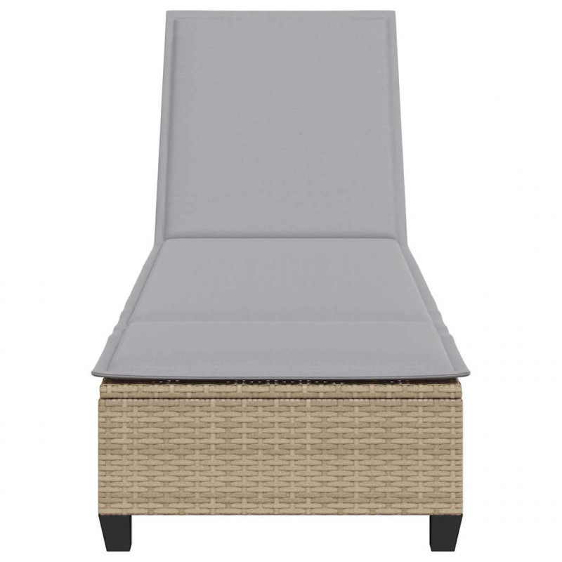 Leżak z poduszkami beżowy 55x200x25,5cm polirattan