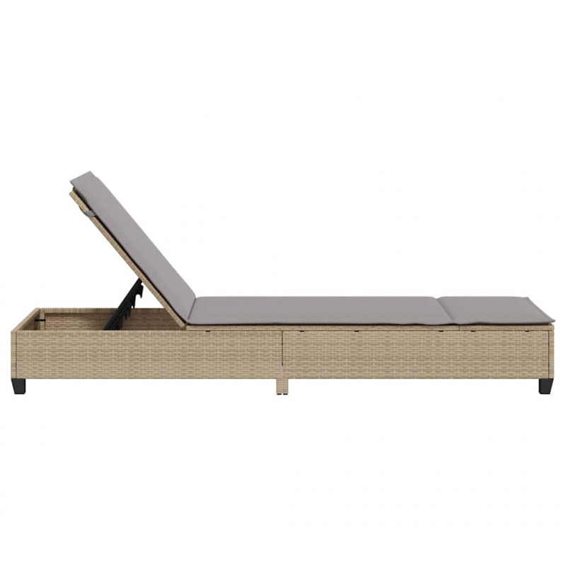 Leżak z poduszkami beżowy 55x200x25,5cm polirattan