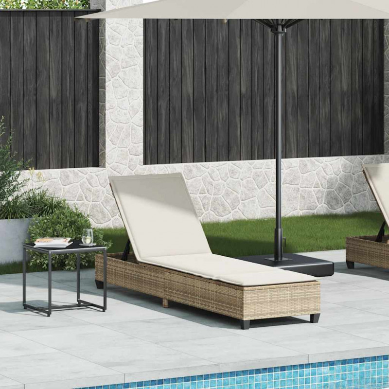 Leżak z poduszkami beżowy 55x200x25,5cm polirattan
