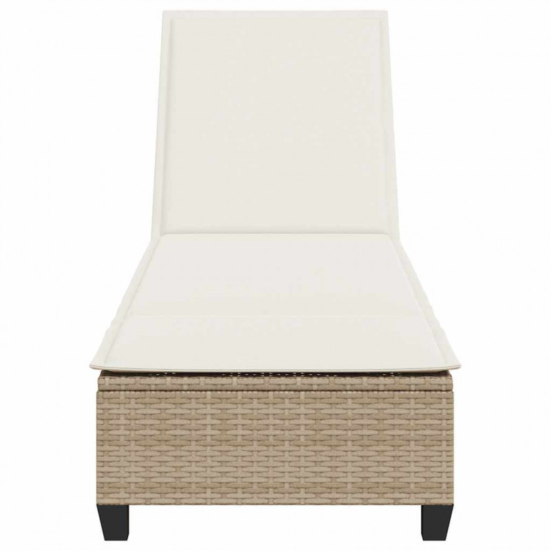 Leżak z poduszkami beżowy 55x200x25,5cm polirattan