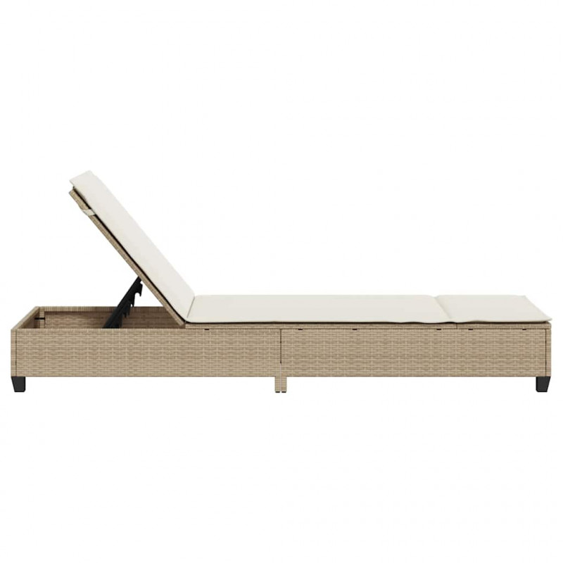 Leżak z poduszkami beżowy 55x200x25,5cm polirattan