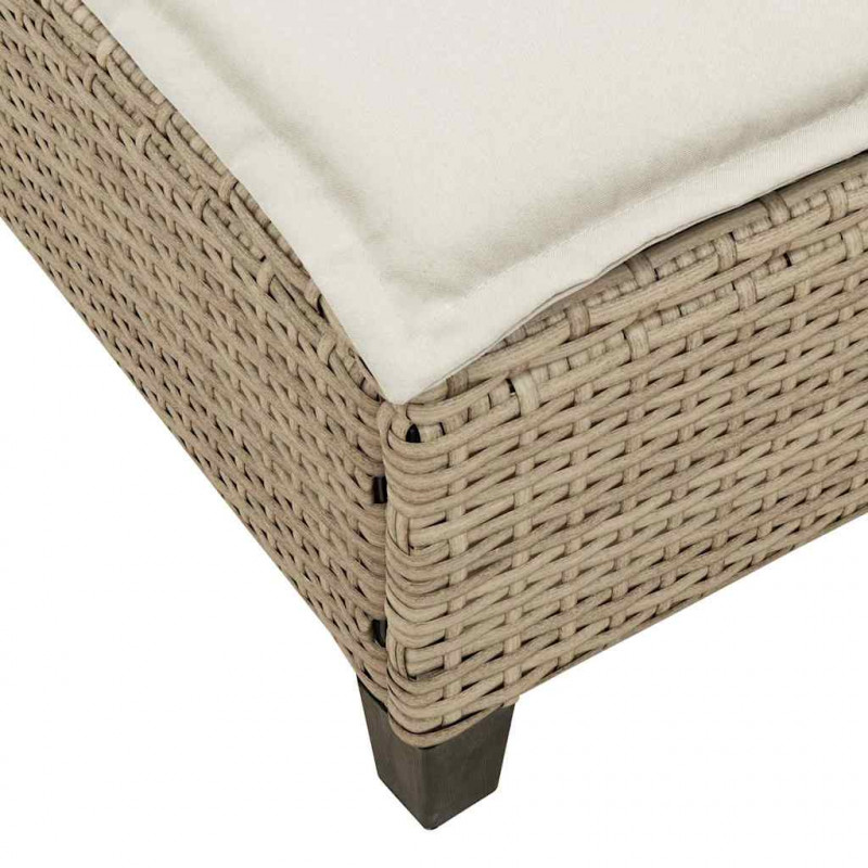 Leżak z poduszkami beżowy 55x200x25,5cm polirattan