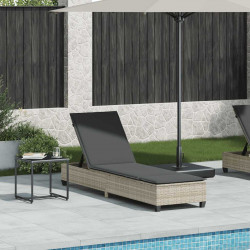 Leżak z poduszkami Jasnoszary 55x200x25,5cm Polirattan