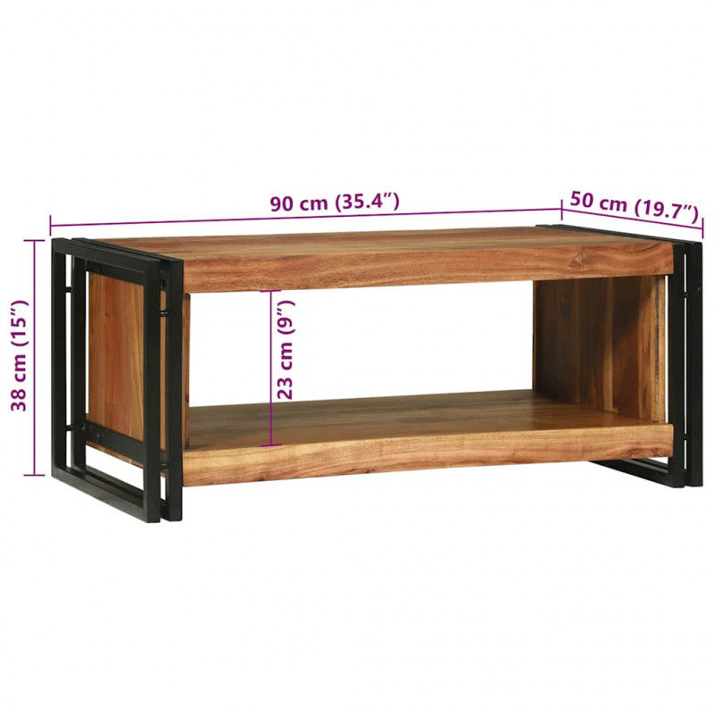 Stolik kawowy Brązowy 90 x 50 x 38 cm Lite Drewno Akacji
