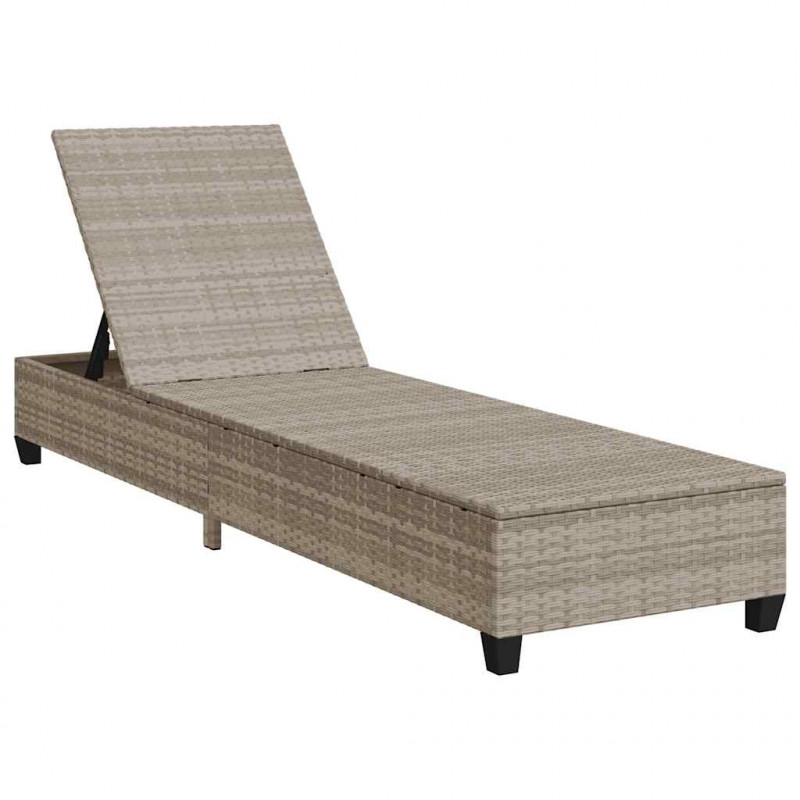 Leżak z poduszkami Jasnoszary 55x200x25,5cm Polirattan