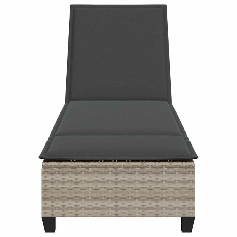 Leżak z poduszkami Jasnoszary 55x200x25,5cm Polirattan