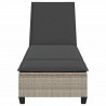 Leżak z poduszkami Jasnoszary 55x200x25,5cm Polirattan