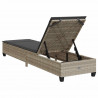 Leżak z poduszkami Jasnoszary 55x200x25,5cm Polirattan