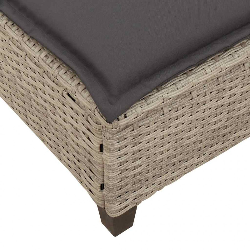 Leżak z poduszkami Jasnoszary 55x200x25,5cm Polirattan