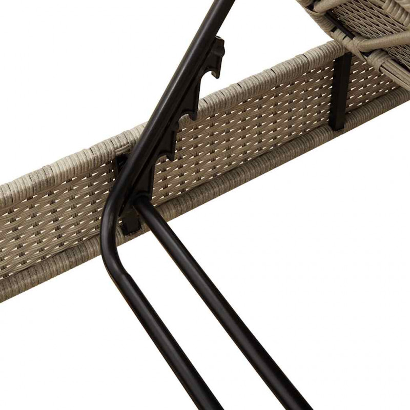 Leżak z poduszkami Jasnoszary 55x200x25,5cm Polirattan
