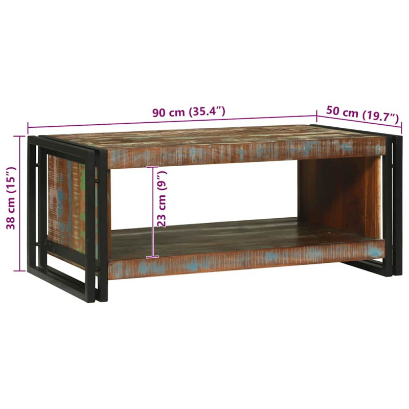 Stolik kawowy 90 x 50 x 38 cm Lite Drewno Recyklingowe