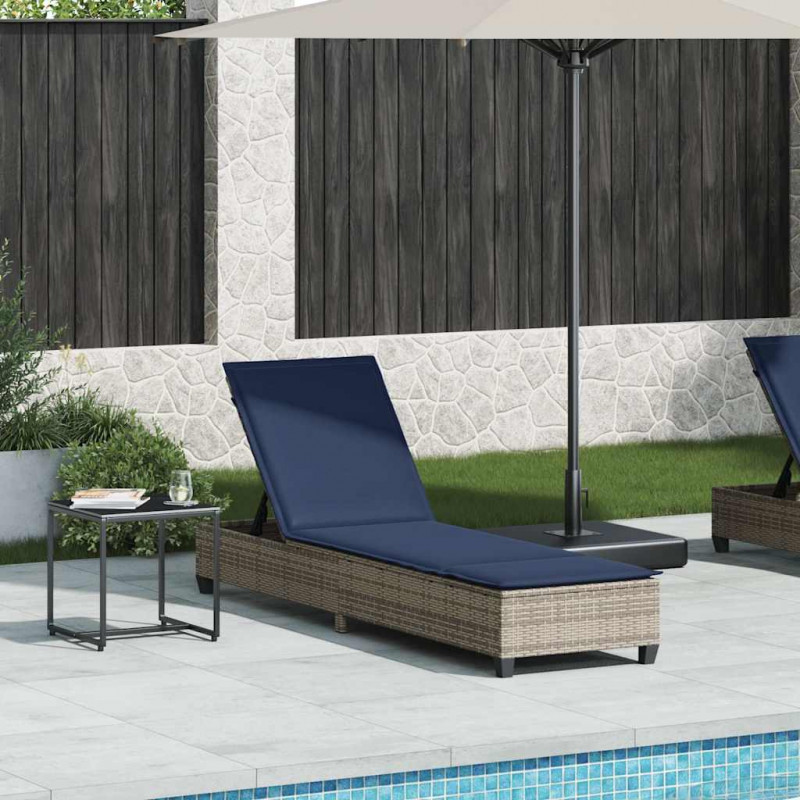 Leżak z poduszkami Szary 55x200x25,5cm Polirattan