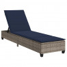 Leżak z poduszkami Szary 55x200x25,5cm Polirattan