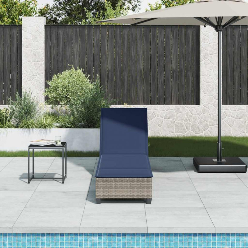 Leżak z poduszkami Szary 55x200x25,5cm Polirattan