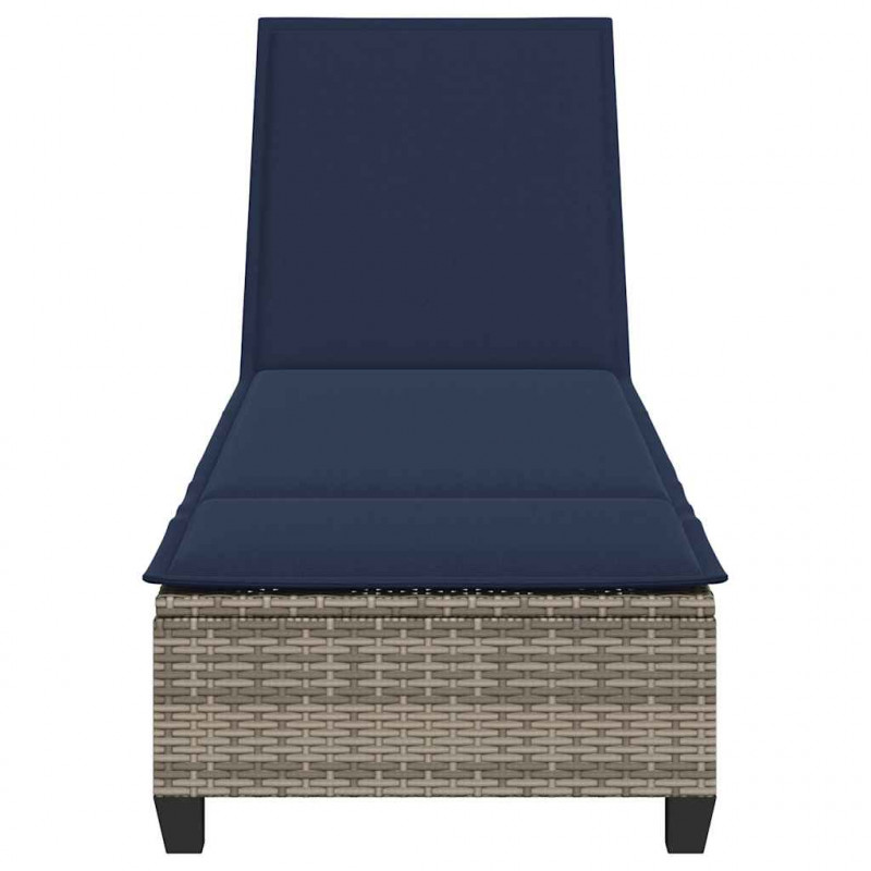 Leżak z poduszkami Szary 55x200x25,5cm Polirattan