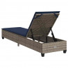 Leżak z poduszkami Szary 55x200x25,5cm Polirattan
