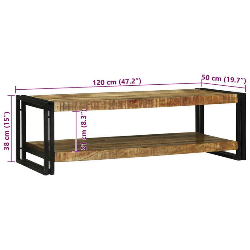 Stolik kawowy Brązowy 120 x 50 x 38 cm Drewno z mango