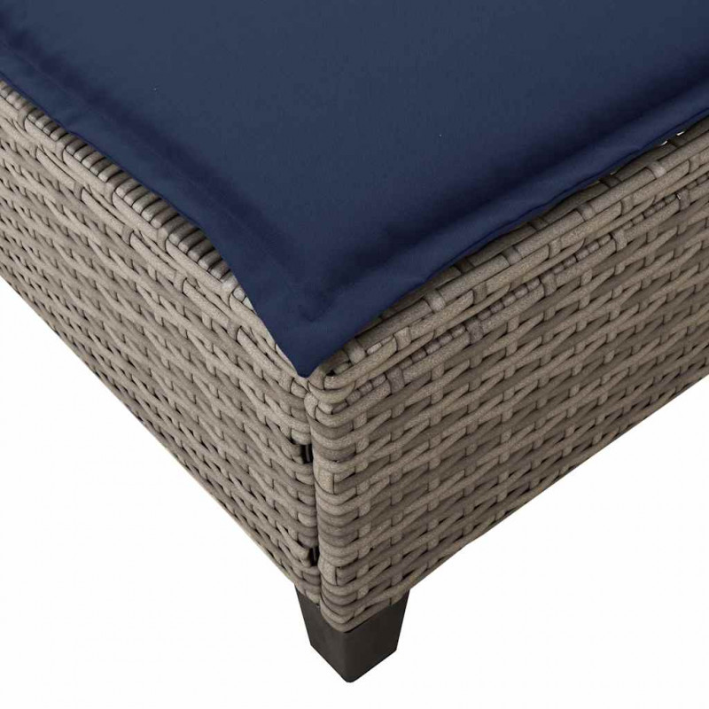 Leżak z poduszkami Szary 55x200x25,5cm Polirattan