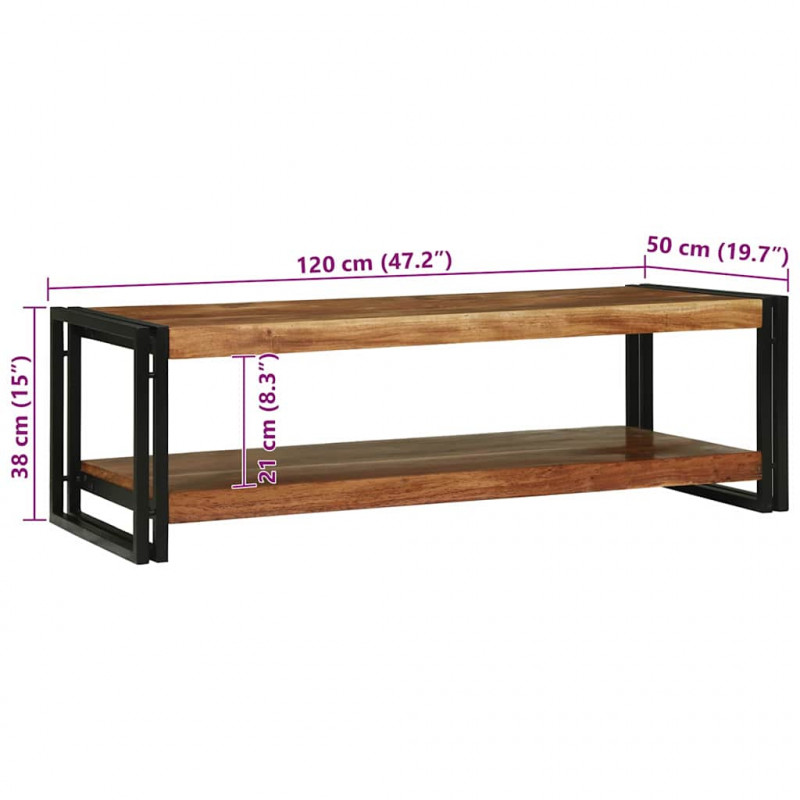 Stolik kawowy Brązowy 120 x 50 x 38 cm Lite Drewno Akacji