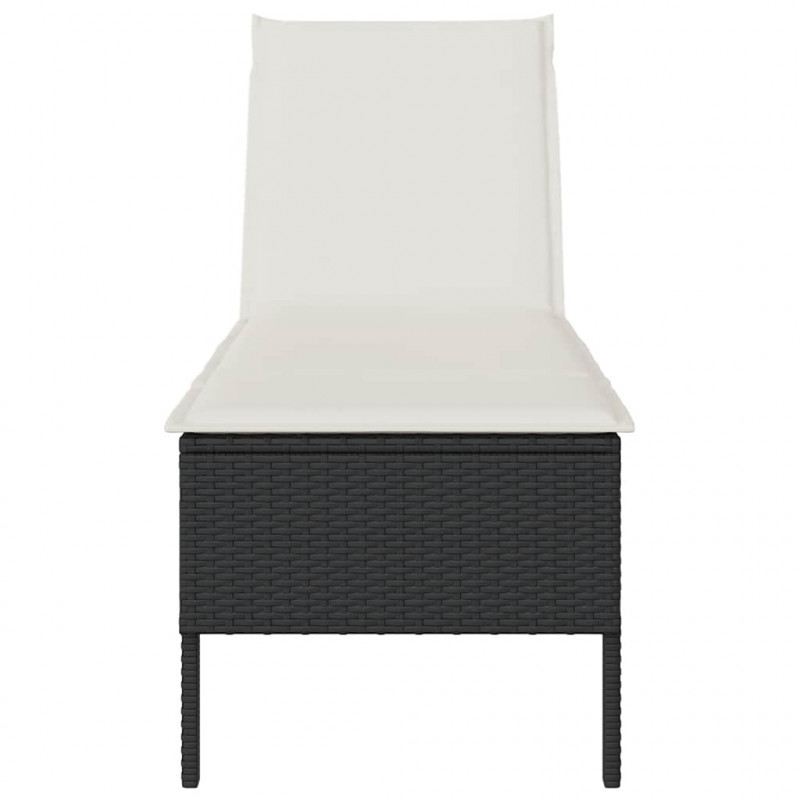 Leżak z poduszką Czarny 55x200x44cm polirattan