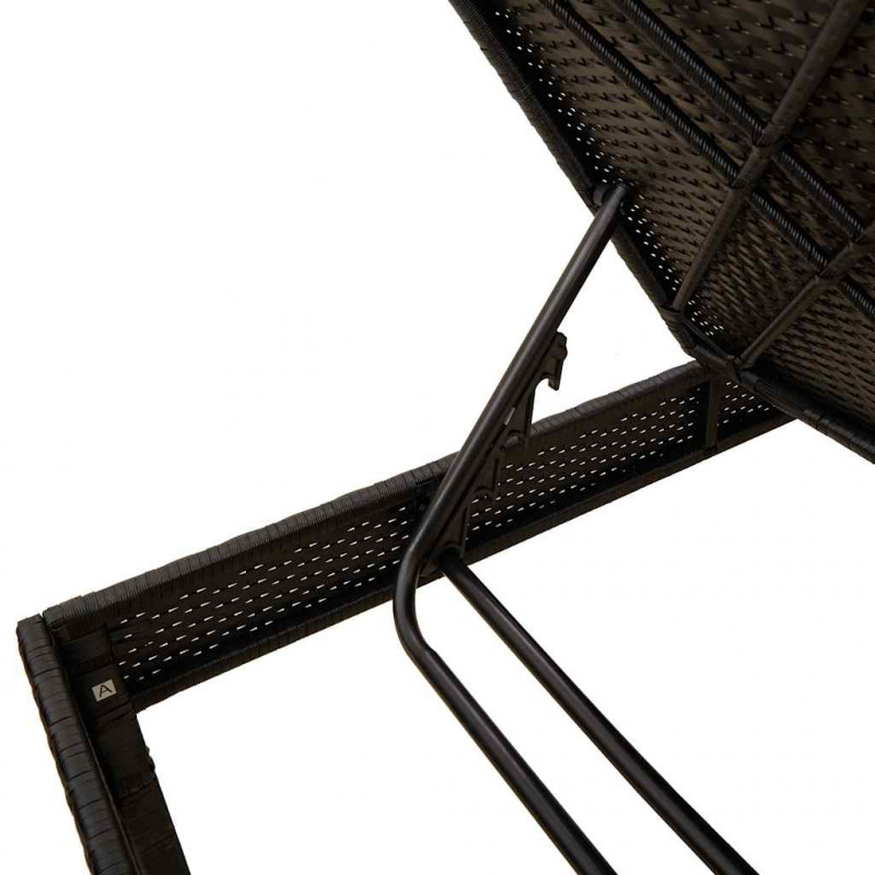 Leżak z poduszką Czarny 55x200x44cm polirattan