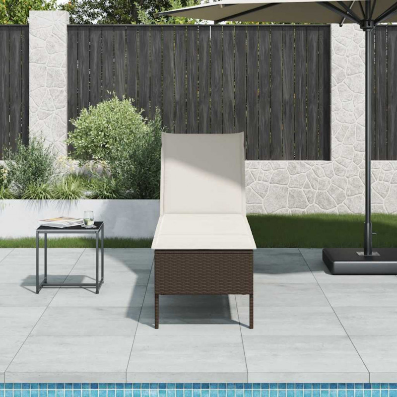 Leżak z poduszką Brązowy 55x200x44cm Polirattan