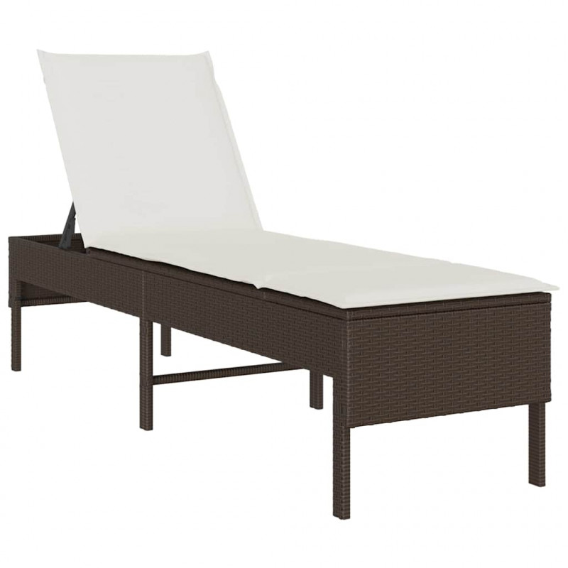 Leżak z poduszką Brązowy 55x200x44cm Polirattan