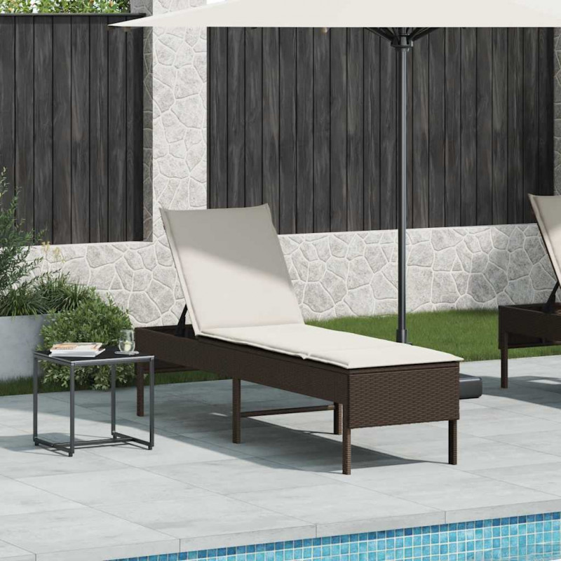 Leżak z poduszką Brązowy 55x200x44cm Polirattan