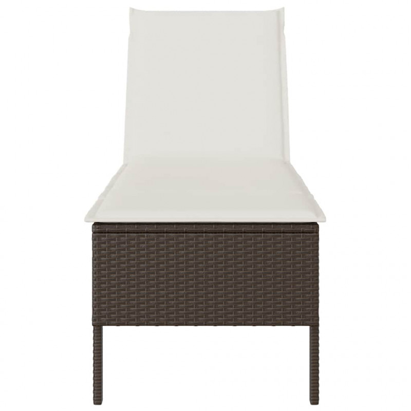 Leżak z poduszką Brązowy 55x200x44cm Polirattan