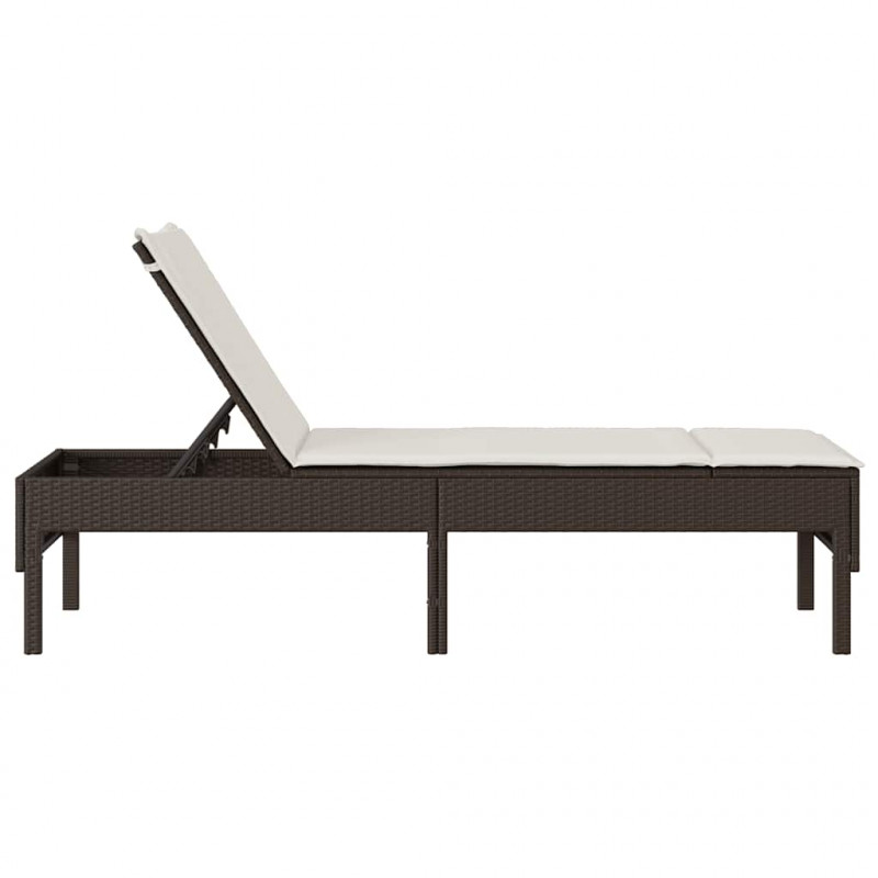 Leżak z poduszką Brązowy 55x200x44cm Polirattan