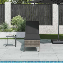 Leżak z poduszką Szary 55x200x44cm Polirattan