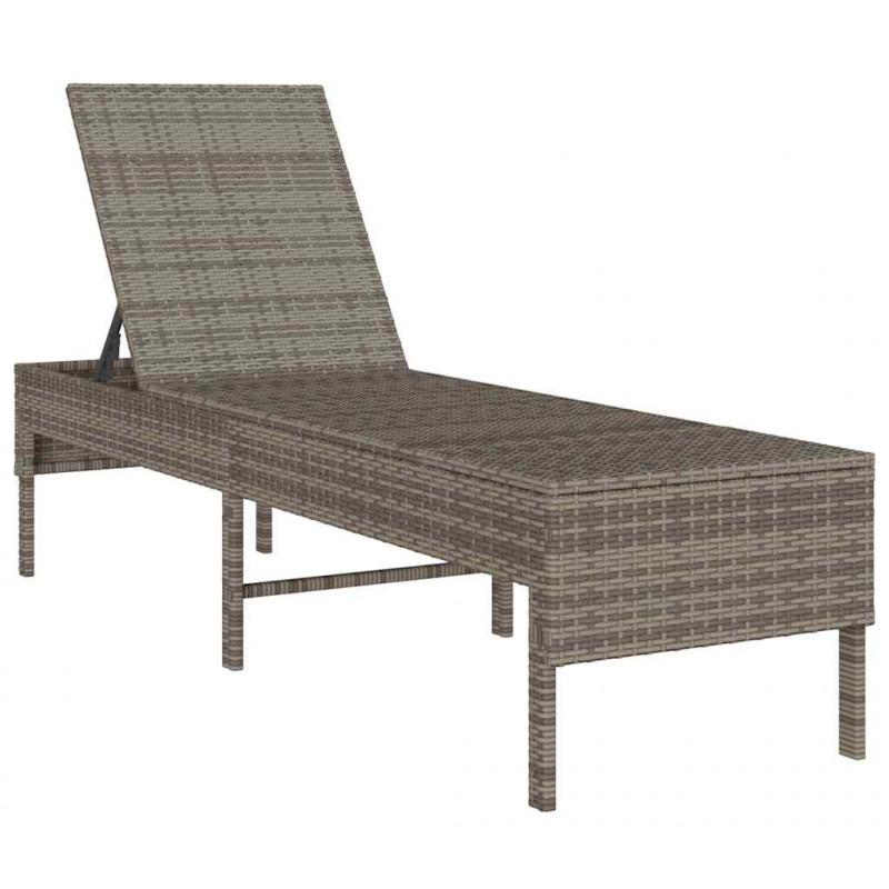 Leżak z poduszką Szary 55x200x44cm Polirattan